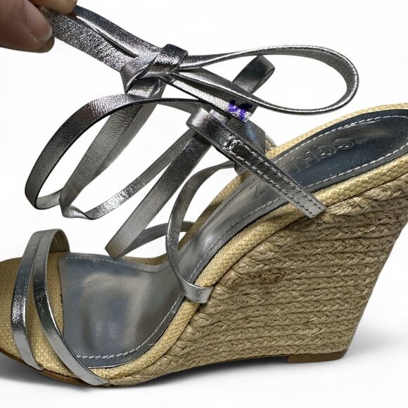 Schutz Women's Deonne Metallic Silver Leather Wedge Sandal Sz 7 NEW IN BOX - Picture 9 of 14